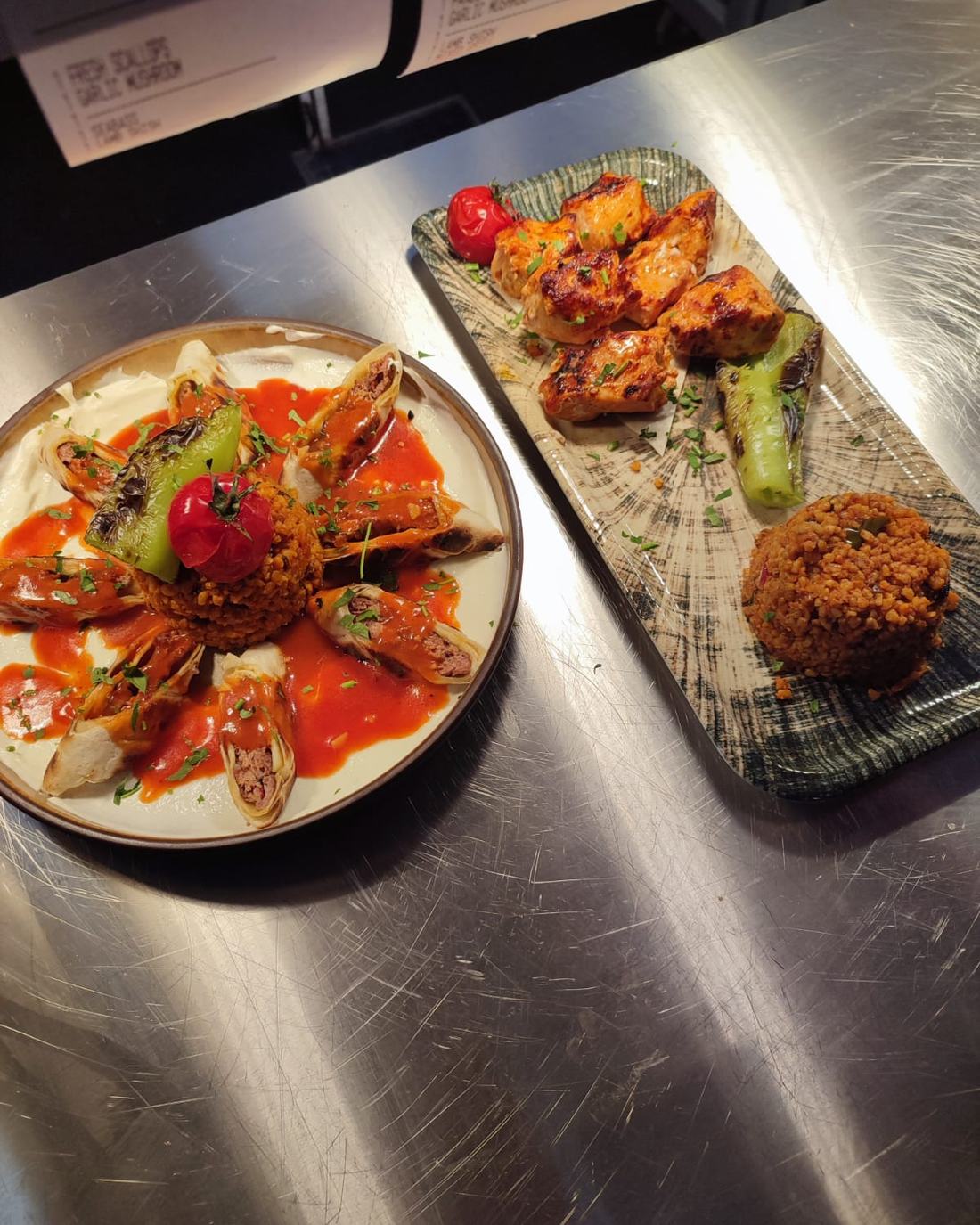 Small plates lined up for a reception